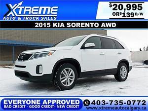  Kia Sorento LX AWD $139 bi-weekly APPLY NOW DRIVE NOW