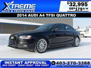  Audi A4 S-line Quattro $179 Bi-Weekly APPLY NOW DRIVE